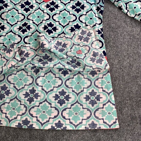 Simply Southern Tunic Medium Cover Up Aqua‎ Pink Geometric 3/4 Sleeve Beach Top - Picture 5 of 11